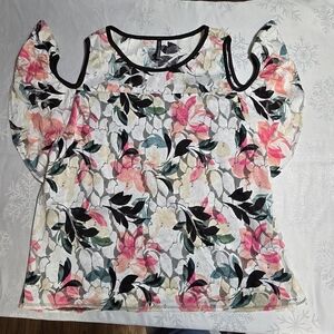 Floral Cutout Sleeve Blouse